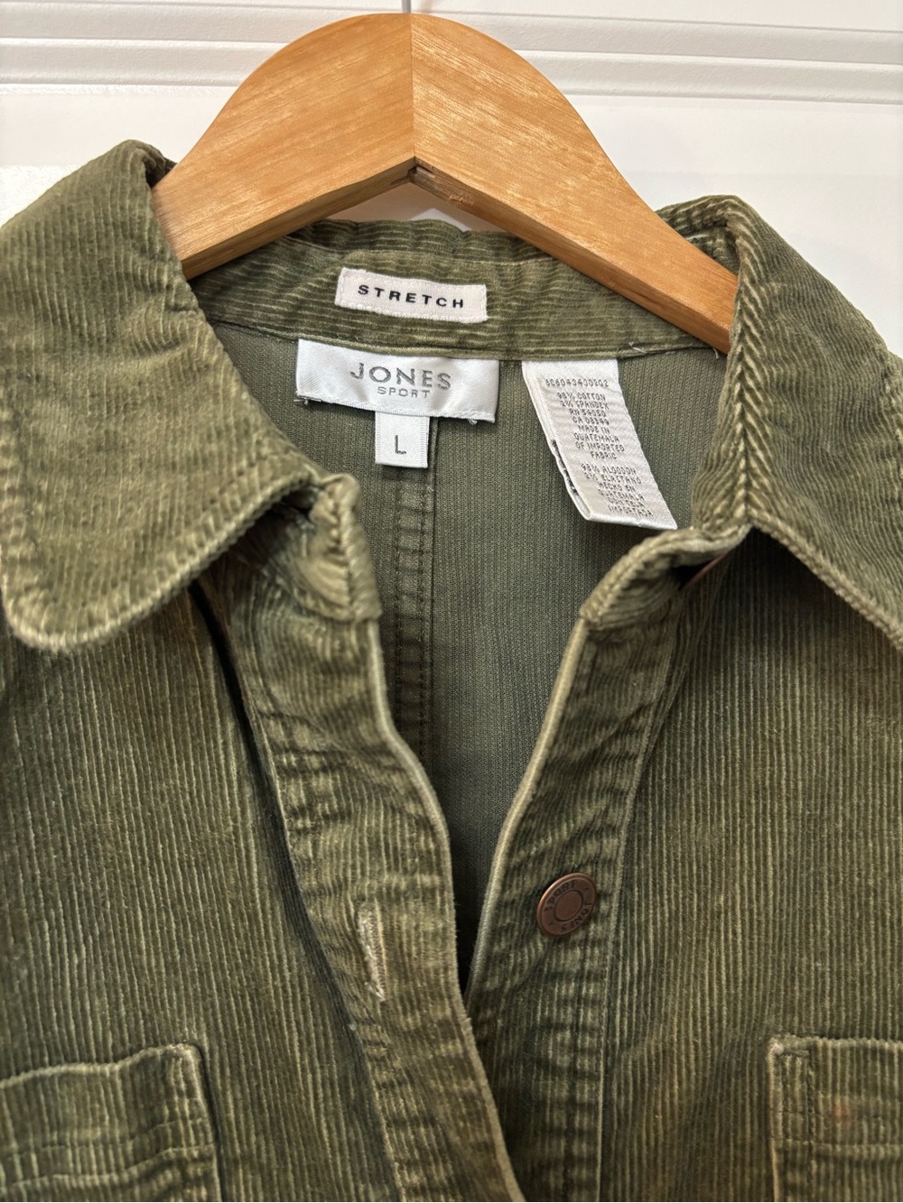 Jones New York Sport Olive Green Corduroy Jacket, Size L (w/ flaw) - Picture 7 of 10